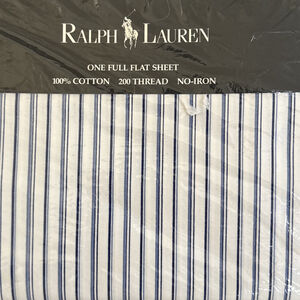 Ralph Lauren Westland Stripe Full Flat Sheet Staffordshire Porcelain Isadora New